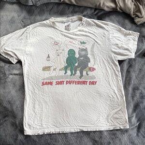 Ripndip White Tee with Cat Trio Graphic